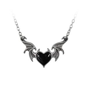 Alchemy Gothic Blacksoul Necklace Black Heart Bat Wing Pendant NWT